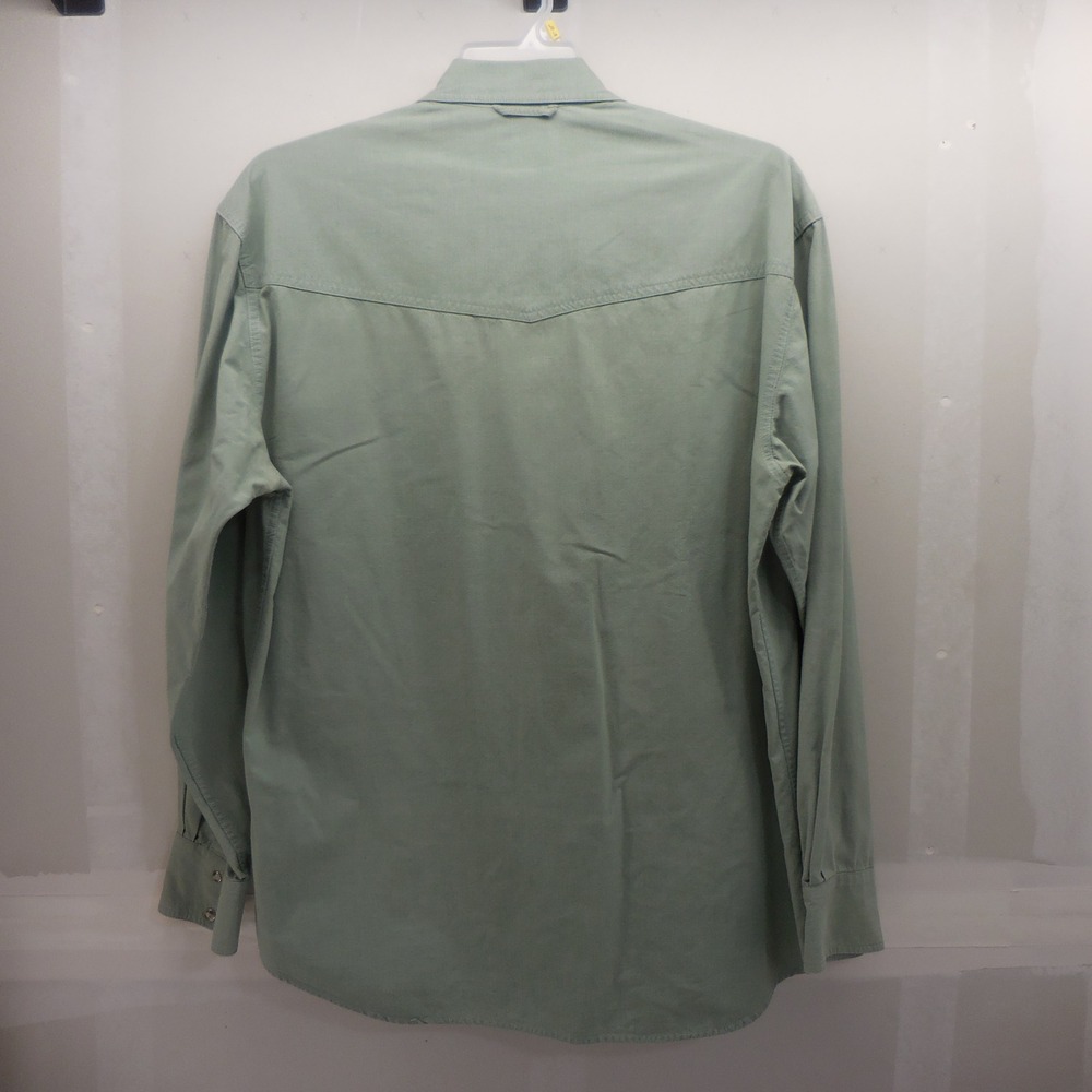 Roper Mens Sage Green Twill Pearl Snap Western Shirt Long Sleeve Large - Picture 2 of 5